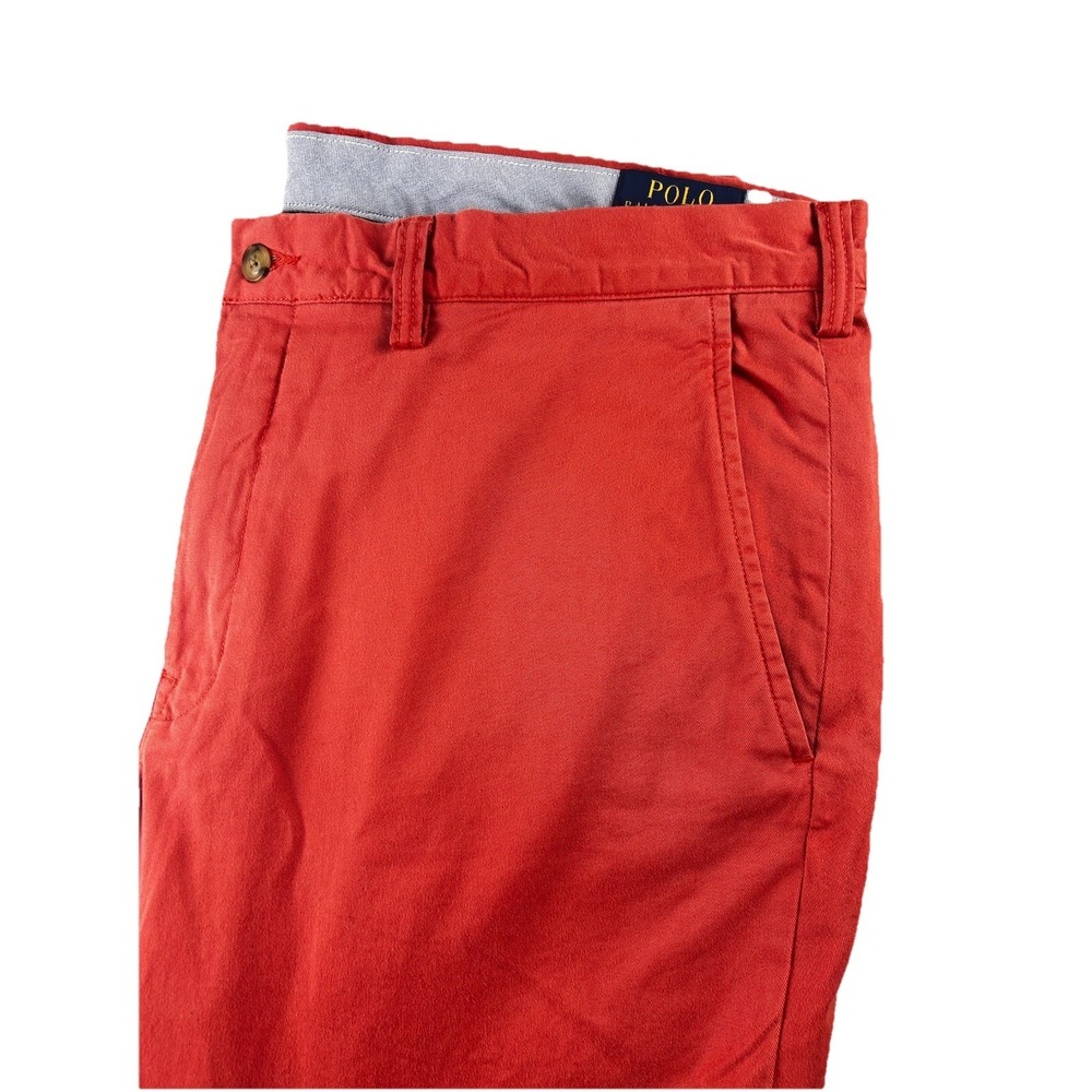 Ralph Lauren Chino Pants Flat Front Coral Pink Cotton Stretch Straight Fit 36x32